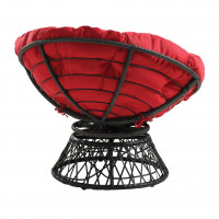 OSP Home Furnishings BF25292-RD Papasan Chair with Red cushion and Black Frame